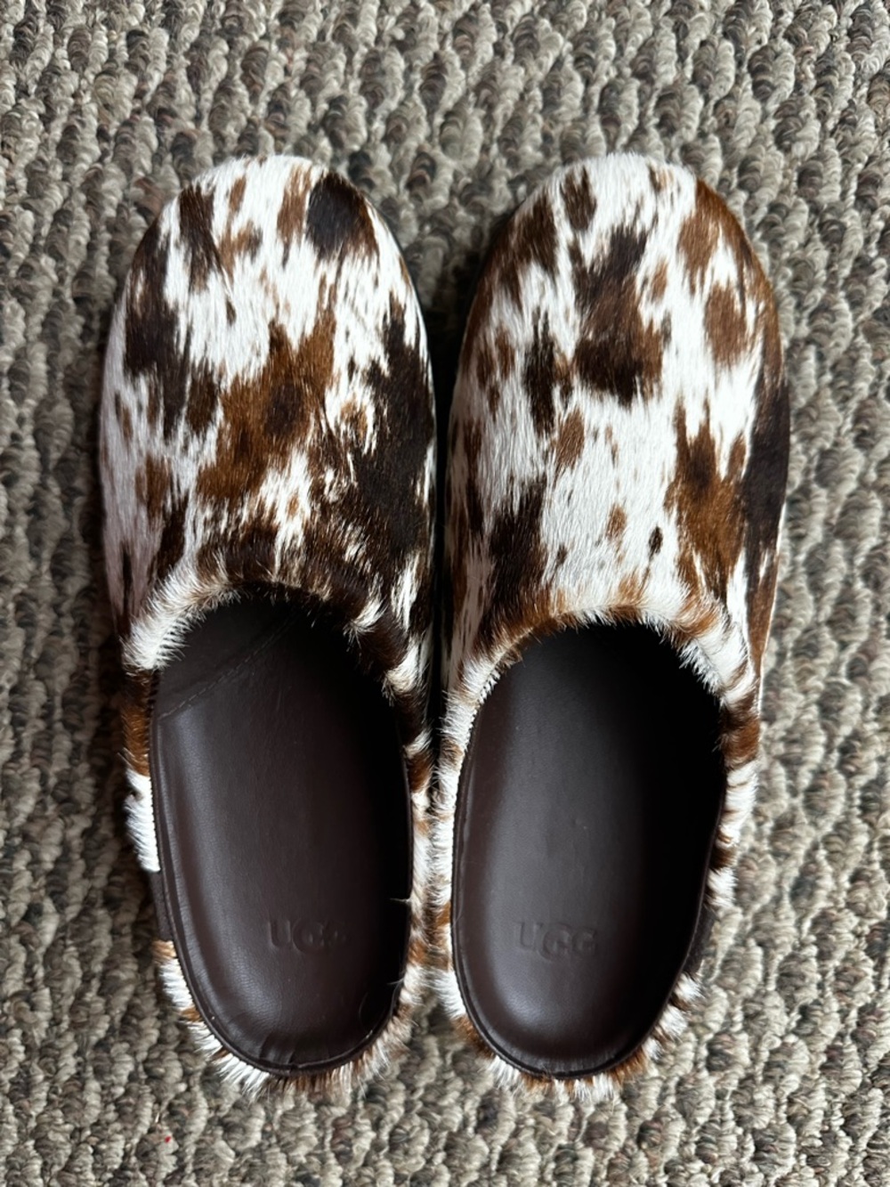 UGG Brown & White Cowprint Slip-On Clog